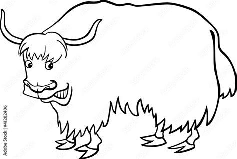 cartoon Yak for coloring book Stock Vector | Adobe Stock