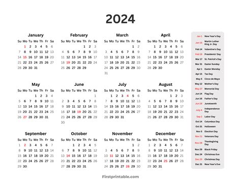 2024 and 2025 Yearly Calendar with Holidays