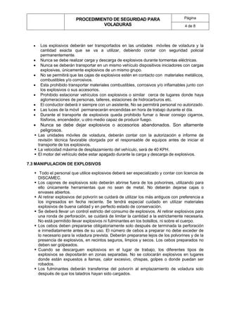 Procedimiento De Seguridad Para Voladuras Doc