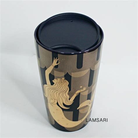 Starbucks Holiday Golden Siren Mermaid Ceramic Travel Tumbler