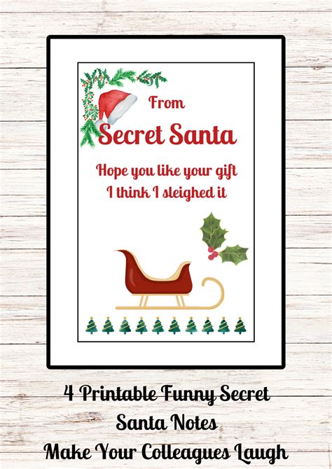 Secret Santa Notes Funny Secret Santa Printable Notes 4 Secret Santa