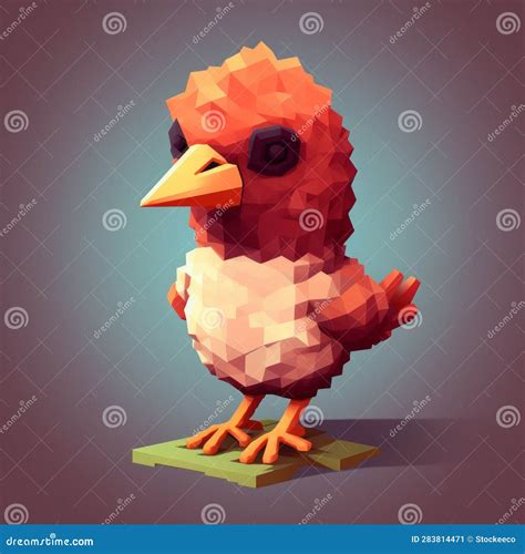 Cute Voxel Chicken Game Bird Detailed Character Illustrations Stock