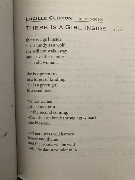 There Is A Girl Inside By Lucille Clifton Lucille Clifton Words