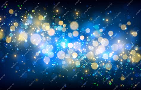 Premium Vector Abstract Blue And Gold Bokeh Lights Background