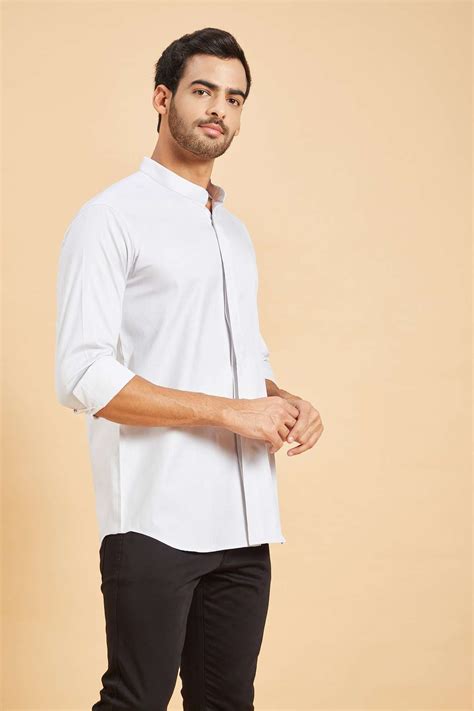 Buy Hilo Design Grey Oxford Jejune Chinese Collar Shirt Online Aza