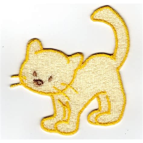 Patch Ecusson Thermocollant Chat Ponge Coloris Jaune X Cm La