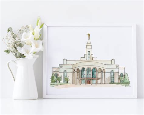 Recife Brazil Lds Temple Ink And Watercolor Painting Digital Etsy Uk