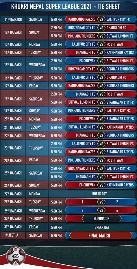 Nepal Super League Game Schedule Time Table Routine Details - Exam Sanjal