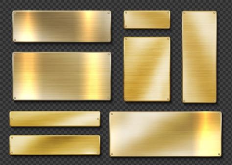 Premium Vector Gold Plates Realistic Golden Metal Banners 3D Screwed