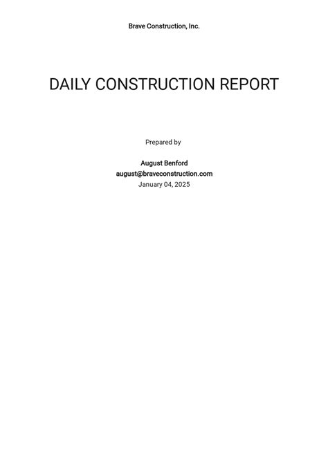 Daily Construction Report Sample Template In Google Docs Word