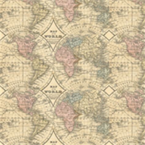 Old World Map Fabric