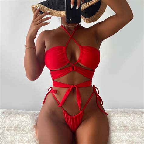 Conjunto de Bikini Bandeau Bandage para Mujer traje de baño de cintura