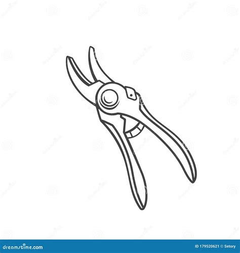 Pruning shears outline stock vector. Illustration of grooming - 179520621