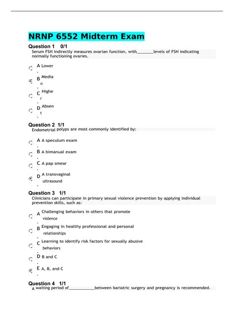 NRNP 6552 Midterm Exam NRNP6552 Midterm Exam NRNP 6552 Week 6