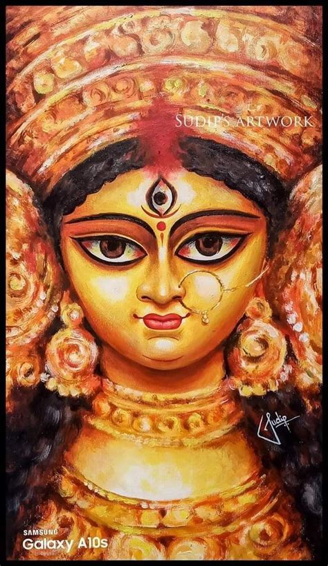 Maa Durga In 2024 Durga Painting Durga Maa Paintings Bengali Art