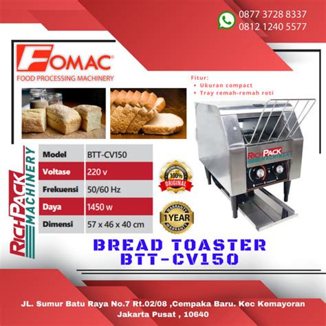 Jual Mesin Panggang Roti Conveyor Conveyor Bread Toaster Fomac Btt