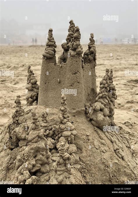 Sand castle on Polzeath Beach Stock Photo - Alamy