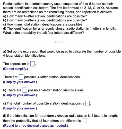 Solved Radio Stations In A Certain Country Use A Sequence Of