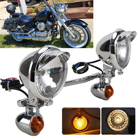 Motorcycle Driving Spot Fog Light Bar W Bracket Turn Signal For Harley