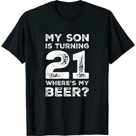 Womens 21st Birthday Shirt Dad Of 21 Year Old Son Daughter Birthday T Shirt Black Large