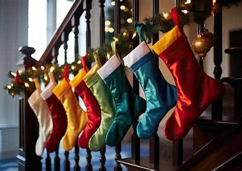 Premium AI Image A Highangle Shot Of A Row Of Christmas Stockings