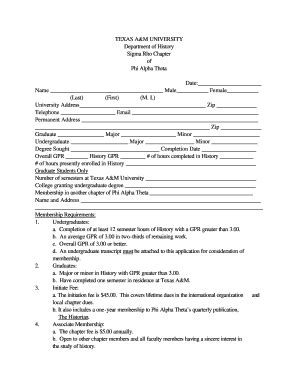 Fillable Online Pat Tamu Pat Application Form Phi Alpha Theta Tamu