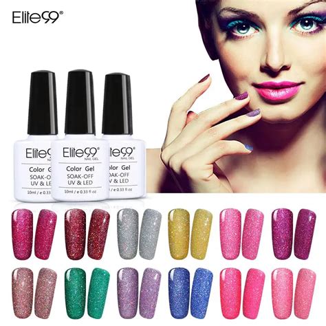 Elite All Pcs Soak Off Bling Neon Color Gel Uv Led Gorgeous Shimmer