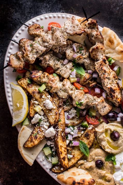 Ultimate Greek Chicken Souvlaki Platter Salt Lavender