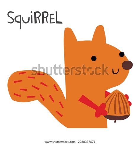 Cartoon Squirrel Holding Nut Cartoon Forest Stock Vector Royalty Free