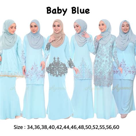 SALE SIZE 34 60 TEMA SEDONDON SOFT BABY BLUE KURUNG MODEN RIAU