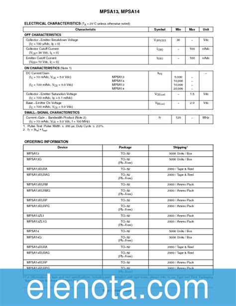 Mpsa Datasheet Pdf Kb On Semiconductor Pobierz Z Elenota Pl