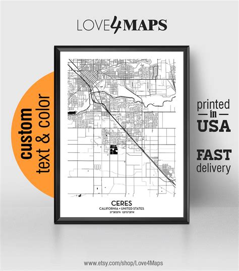 Ceres California Map Ceres City Print Ceres Poster - Etsy