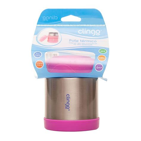 Pote Térmico Inox e Rosa Clingo 330ml Loja Lanchinhos