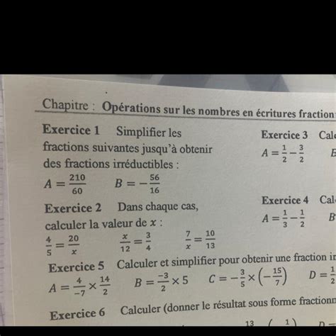 Simplifier Les Fractions Suivantes Jusqu Obtenir Des Fractions