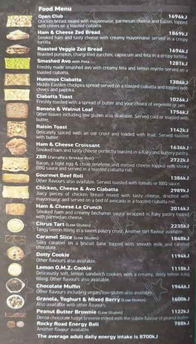 Menu At Zarraffas Coffee Cleveland Cafe Cleveland