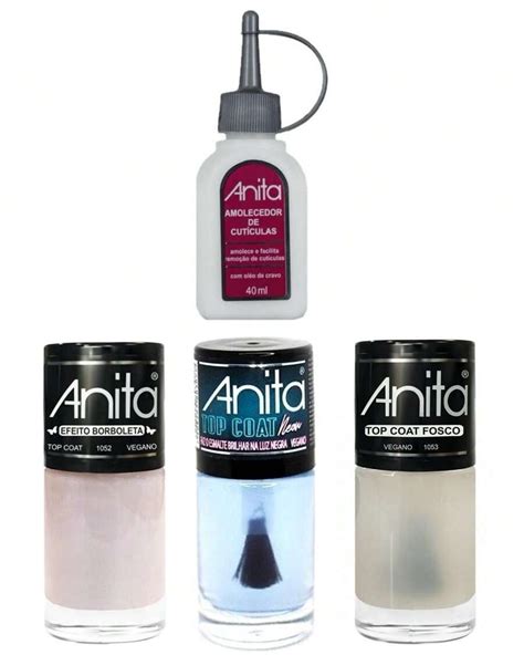 Kit Top Coat Anita Fosco Neon Efeito Borboleta E Amolecedor De