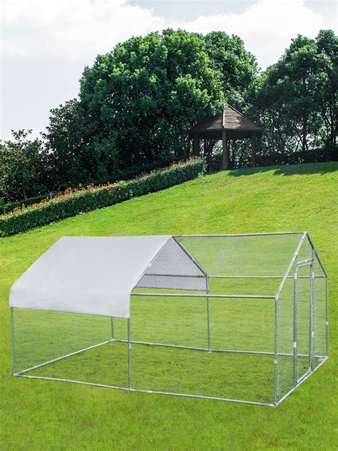 VEVOR VEVOR 3x4 M Metal Chicken Coop Walk In Cage Large Run House Shade