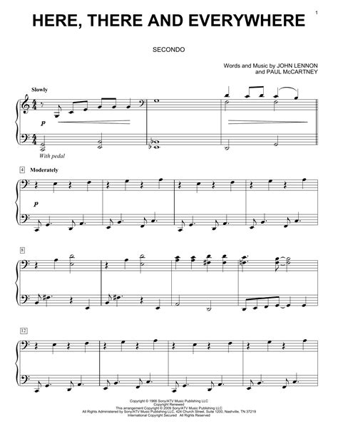 Here There And Everywhere By The Beatles Sheet Music For Piano Duet At Sheet Music Direct