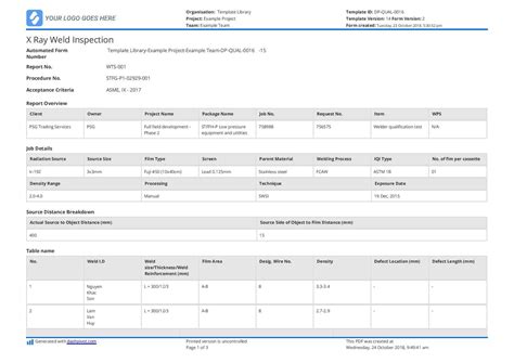 X Ray Weld Inpsection Template Use And Customise For Free Regarding