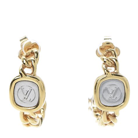 Louis Vuitton Lv Id Chain Hoop Earrings 593163