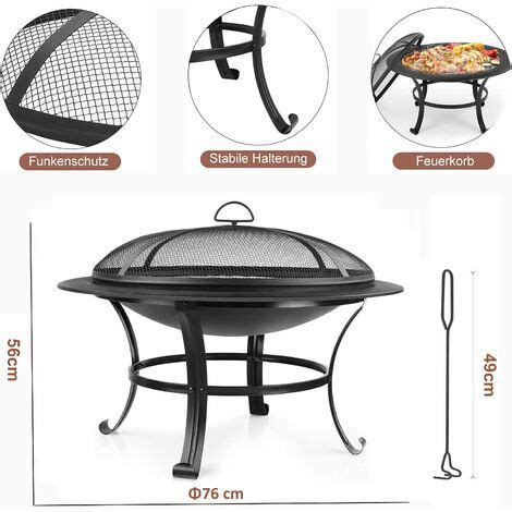 Brasero de Jardin Φ76cm Barbecue Grill Extérieur Braséro Extérieur