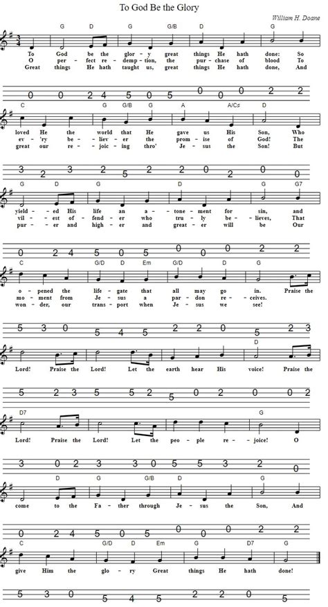 To God Be The Glory Sheet Music And Mandolin Tab - Tenor Banjo Tabs