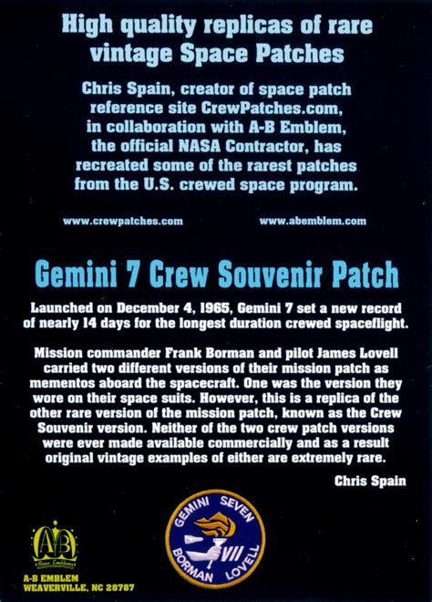 Gemini 7 Crew – Space Patches