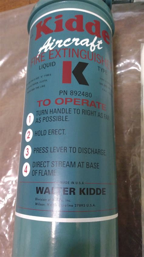 Kidde Aircraft Fire Extinguisher Part 892480 Overhauled Paper Included