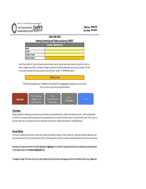 Fillable Online Hearing Screening And Follow Up Survey HSFS Fax