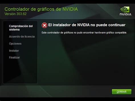 El instalador de nvidia geforce no puede continuar solución efectiva