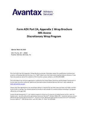 Fillable Online Form ADV Part 2A Appendix 1 Wrap Brochure IMS Access