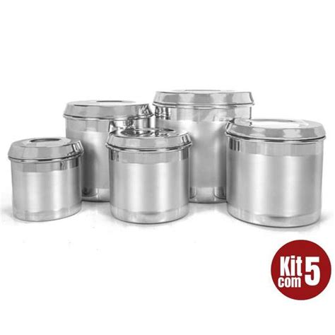 Kit Potes Latas Porta Mantimentos Vasilhas De Alum Nio Para Arroz