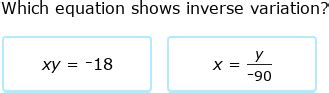 IXL Identify Inverse Variation In Tables Equations And Graphs 8th