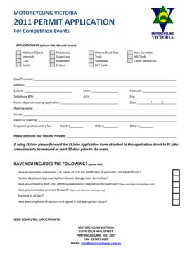 Fillable Online Motorcycling Victoria Permit Application For